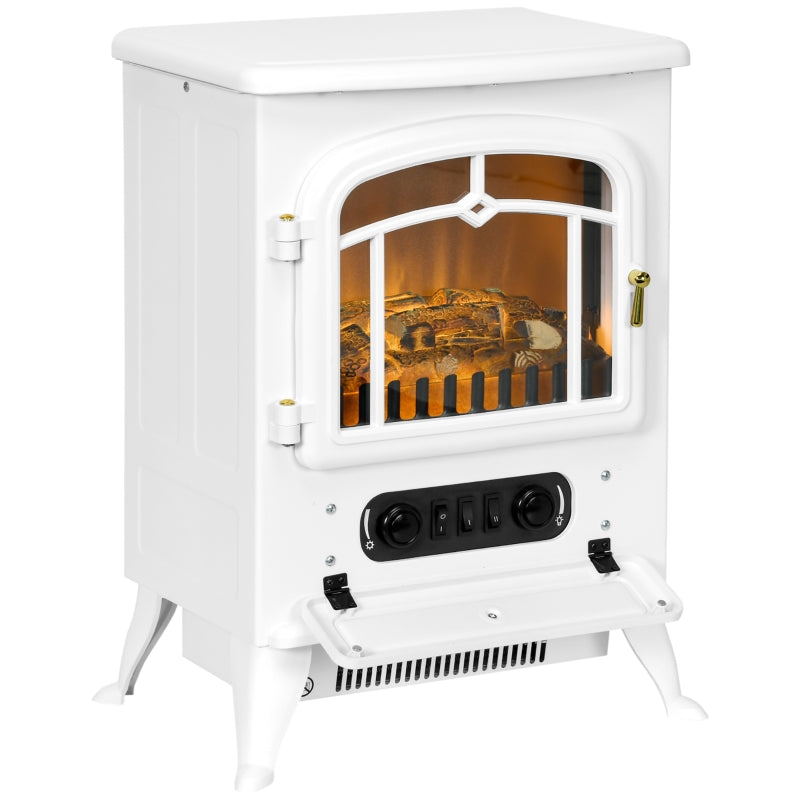 White Electric Stove Fireplace, Flame Effect, 950/1850W