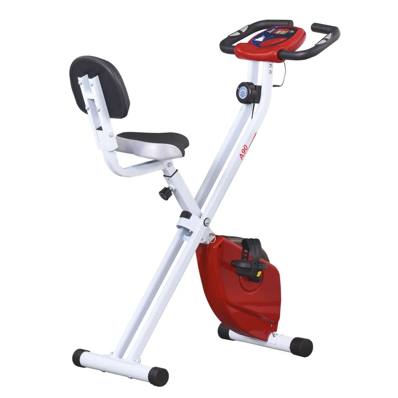 Foldable Indoor Exercise Bike - Blue 8-Level Magnetic Resistance LCD Monitor