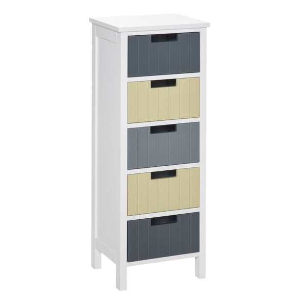 Modern 5-Drawer Tall Side Cabinet in Multi-Color