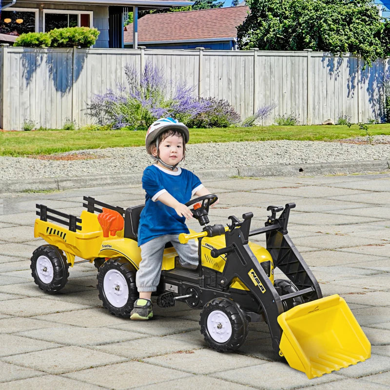 Yellow Kids Pedal Go Kart Excavator