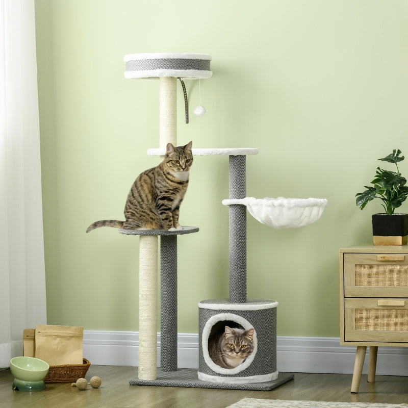 Grey Cat Climbing Tower with Scratching Posts, 132cm