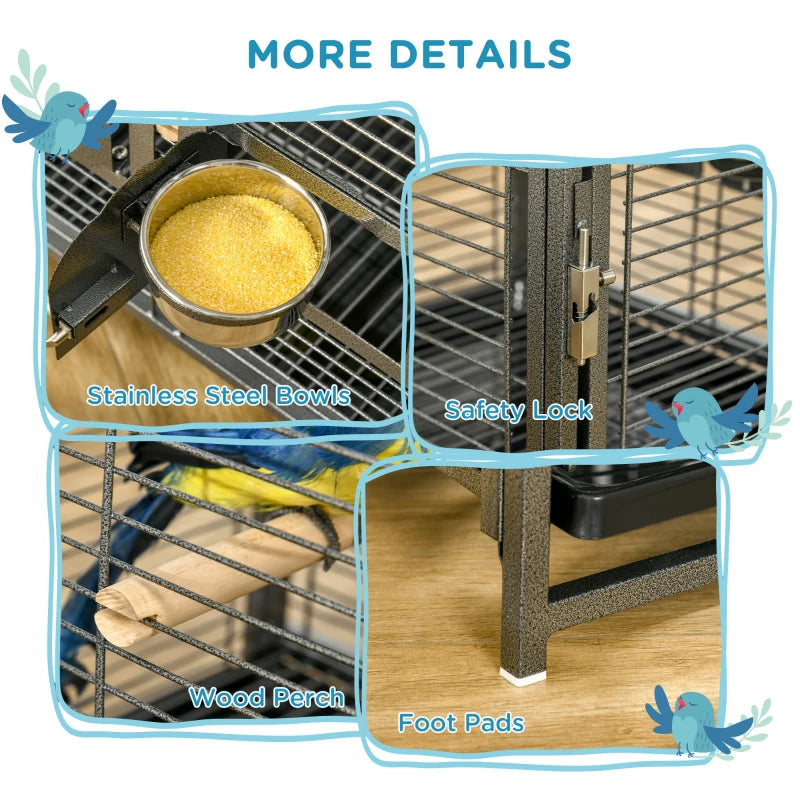 Portable Pet Bird Cage with Metal Handle - Blue