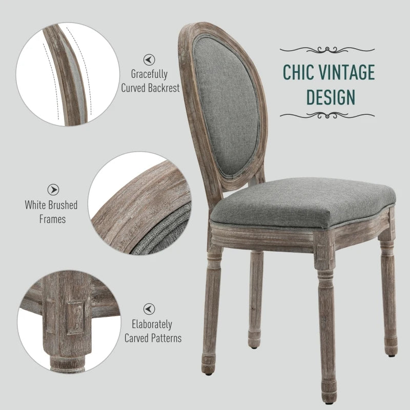 French-Style Dining Chairs Set, Vintage Traditional Design