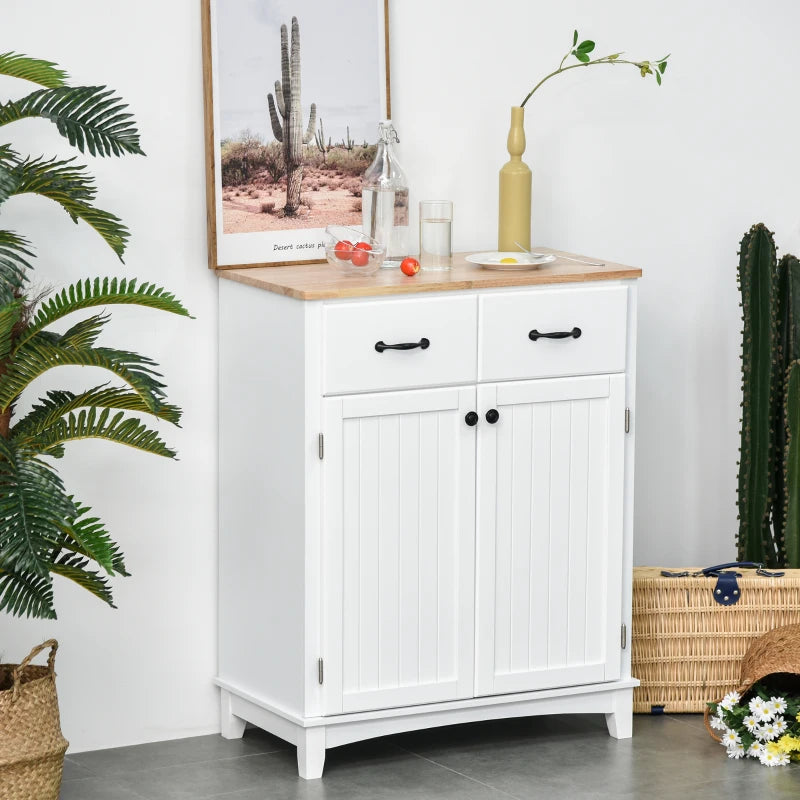 White Wooden Kitchen Storage Cabinet with Drawers