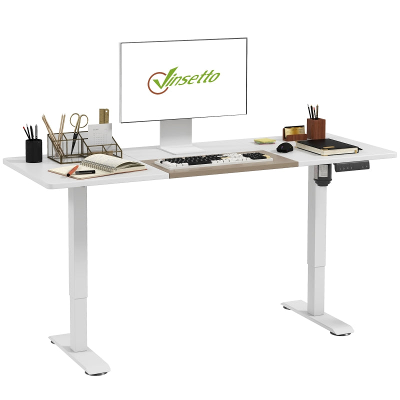 White Adjustable Electric Standing Desk with LED Display - 72-116cm