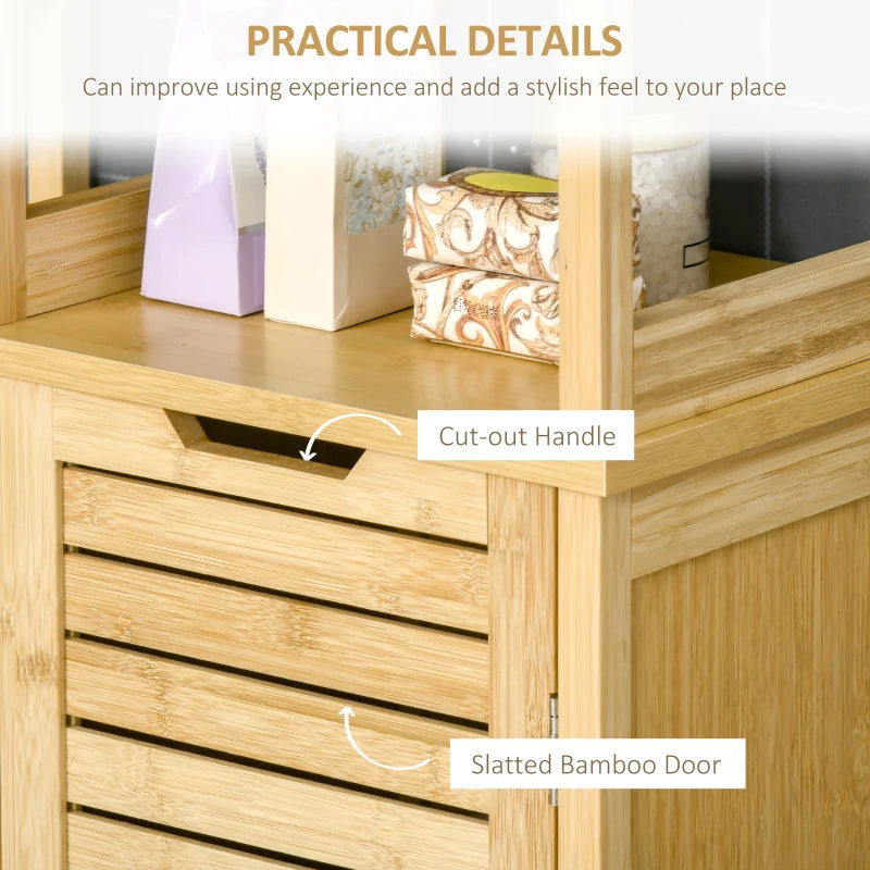 Natural Bathroom Floor Cabinet with 3 Shelves