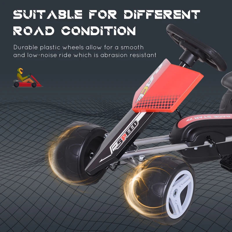 Red/Black Kids Pedal Go Kart Ride-on, 80x49x50cm