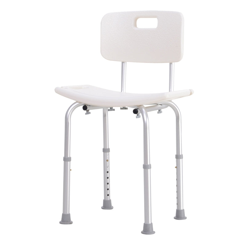 Adjustable White Bath Shower Stool for Elderly Safety