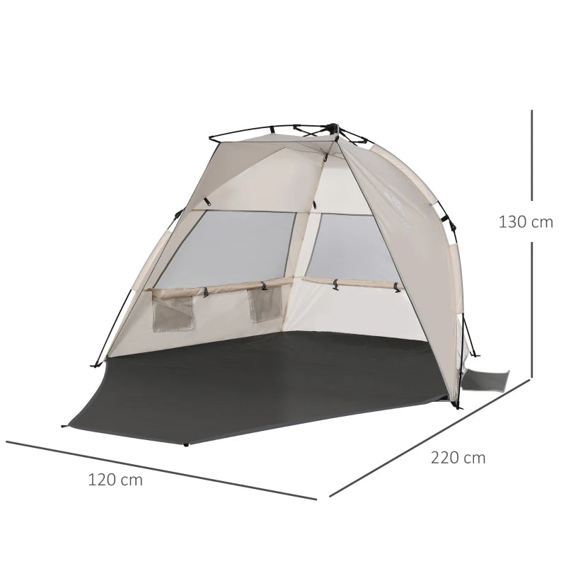 Portable Beach Tent for 1-2 People | Pop-up Design with Mesh Windows & Carry Bag | Cream