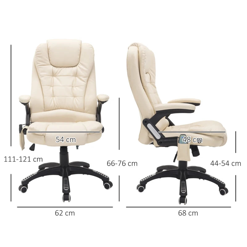 Beige Heated Massage Office Chair with High Back