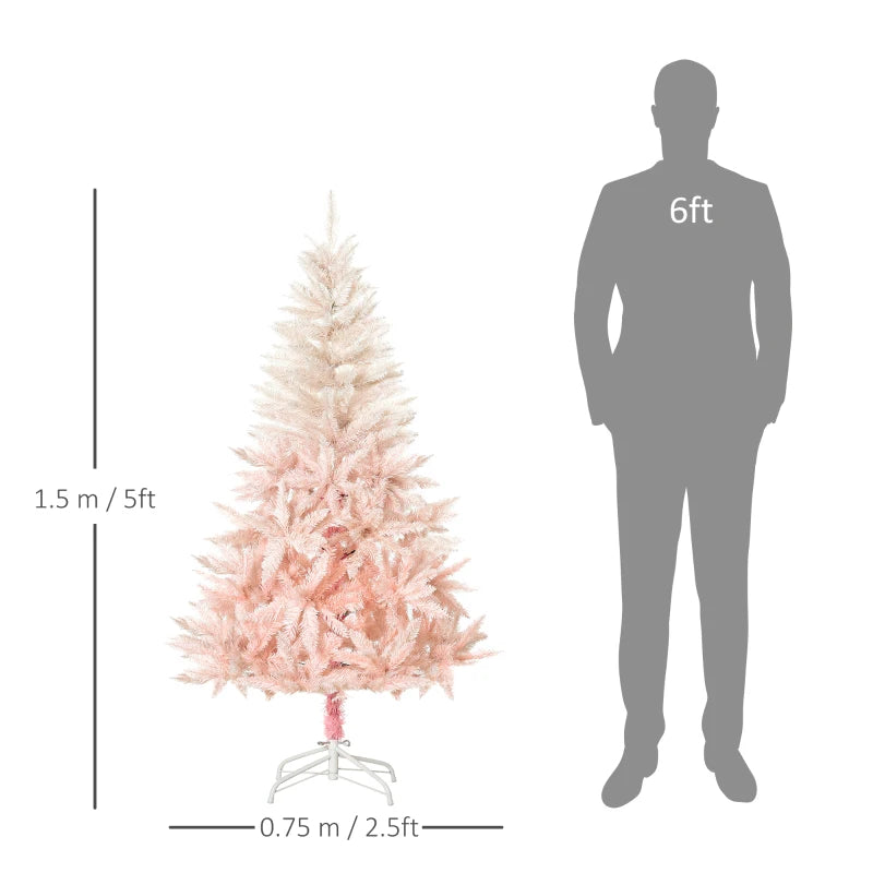 5FT Pink Artificial Christmas Tree with Metal Stand - Festive Holiday Home Decor