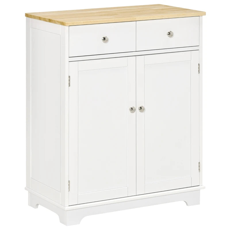 White Kitchen Storage Sideboard with Solid Wood Top