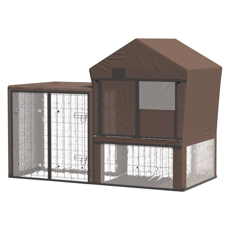 Brown Rabbit Hutch Cover, Water-Resistant Cage Protector for Small Pets