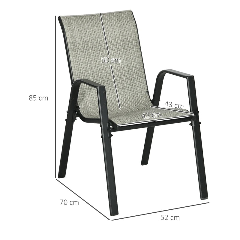 4-Piece Stacking Rattan Garden Seat Set - Mixed Grey