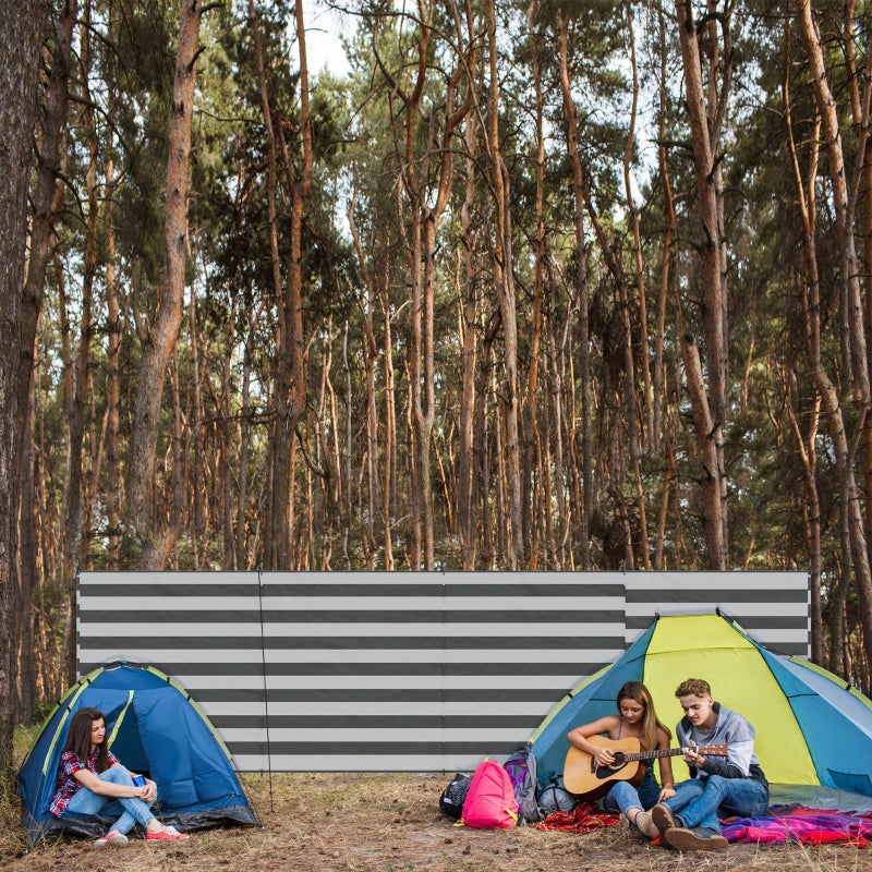 Portable Grey & White Camping Windbreak with Carry Bag - 540cm x 150cm