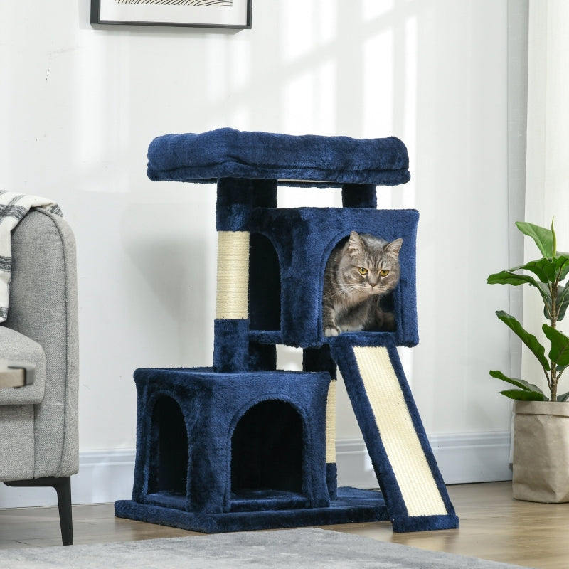 Navy Blue Cat Activity Tree with 2 Houses