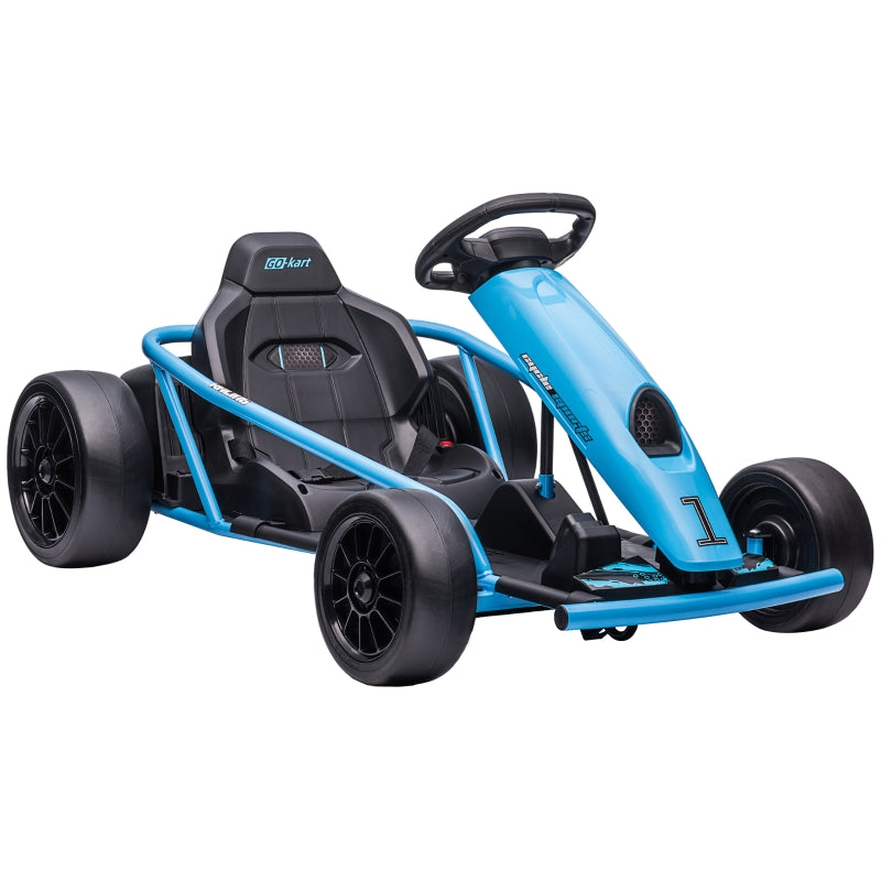 Blue Electric Drift Go Kart for Kids, 2 Speed Ride-On Racing Toy