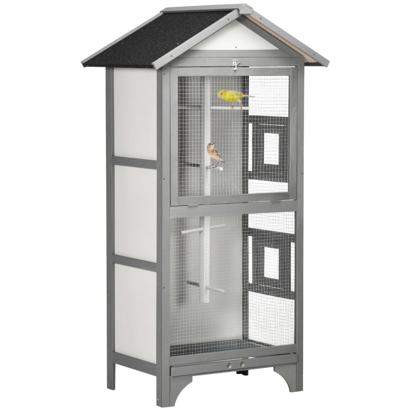 Grey Wooden Outdoor Bird Cage for Finches and Canaries