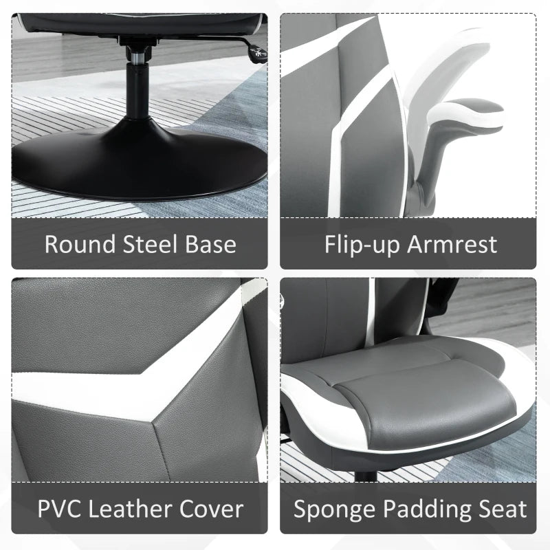 Grey Adjustable Swivel Video Game Chair