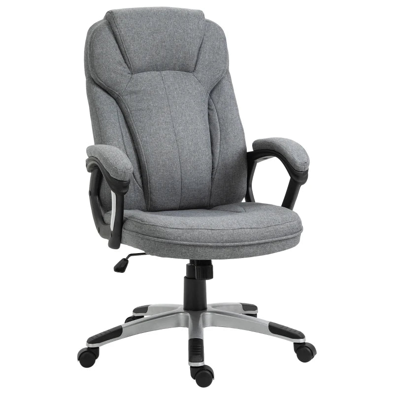 Grey Linen Office Chair with Adjustable Height and Swivel Wheels