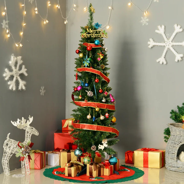 5ft Green Slim Artificial Christmas Tree with Sturdy Stand