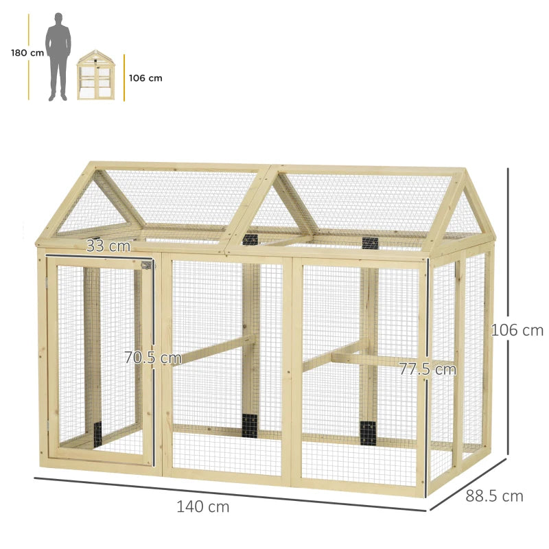 Large Wooden Chicken Run & Coop - Natural Wood Finish