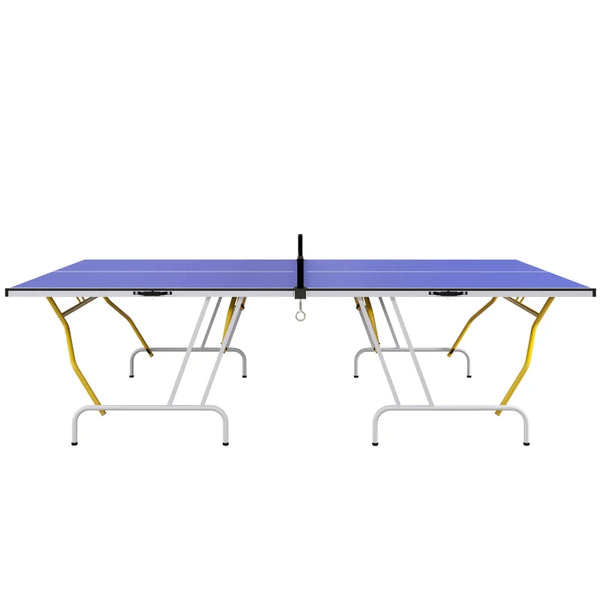 9FT Foldable Table Tennis Table Set with Cover, Net, Paddles, Balls - Blue