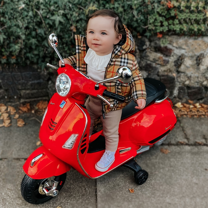 Red Kids Ride-On Motorcycle with LED Lights - 6V