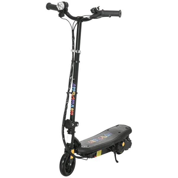 Black Foldable Electric Scooter with LED Headlight for Ages 7-14