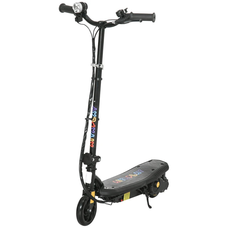 Black Foldable Electric Scooter with LED Headlight for Ages 7-14