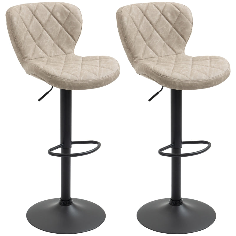 Swivel Bar Stools Set of 2, Light Khaki Breakfast Chairs with Backrest and Footrest