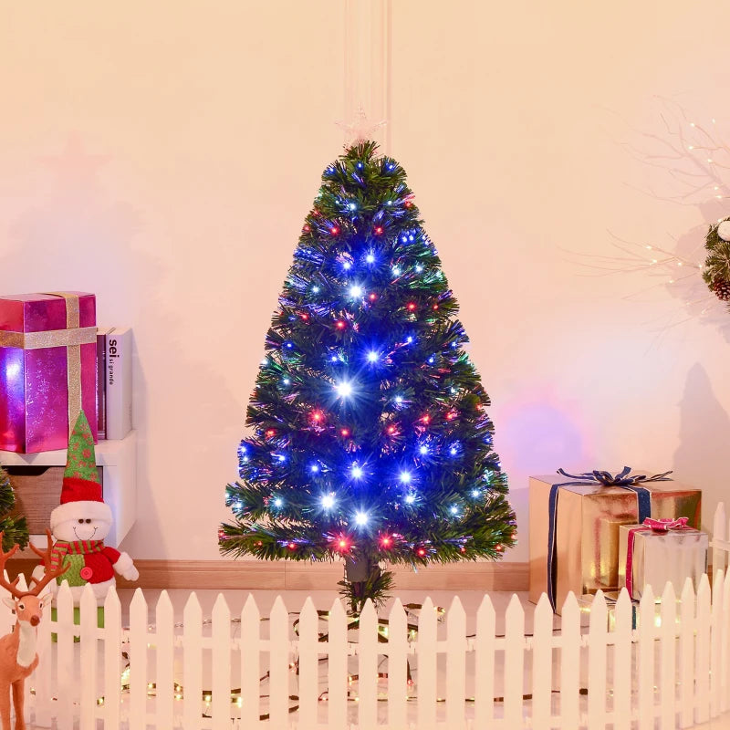 4ft Pre-Lit Fiber Optic Christmas Tree, Multi-Coloured LED Lights, Green