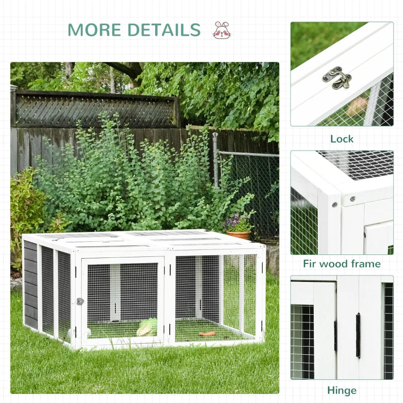 Grey 48 Inch Rabbit Hutch with Openable Roof