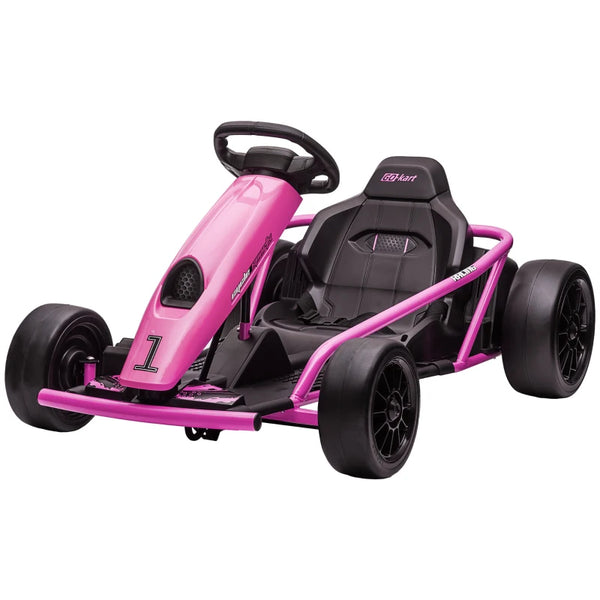 24V Pink Electric Kids Go Kart with 2 Speeds, Ages 8-12