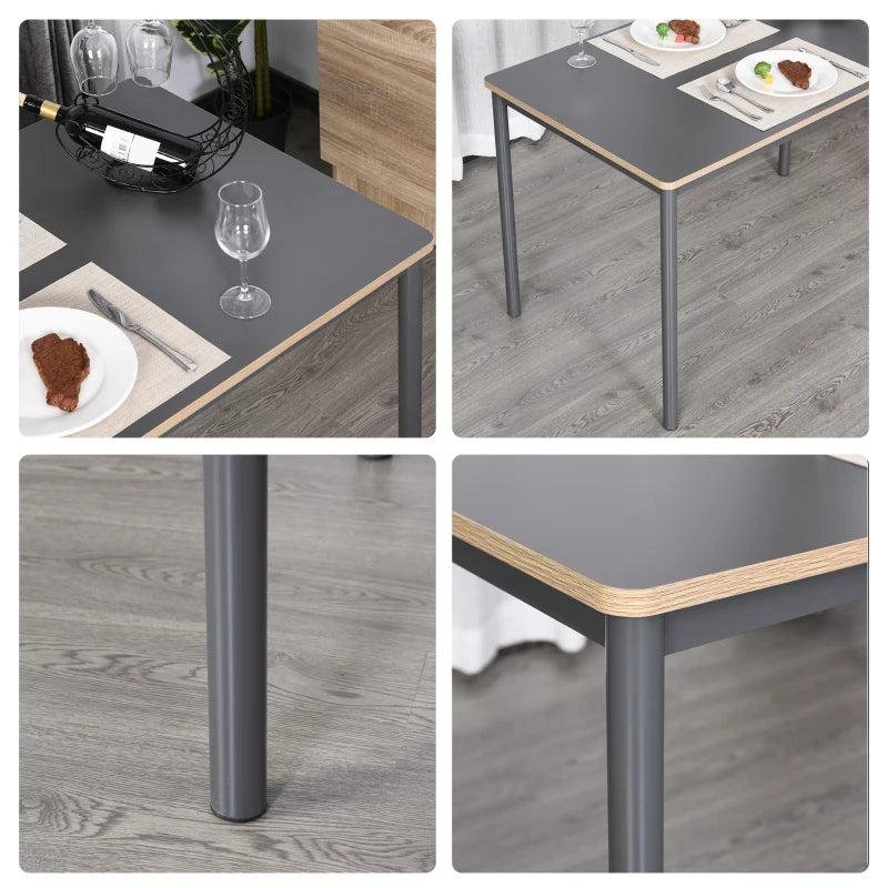 Grey Steel Frame Dining Table for 4 - 75x120x70cm, Minimalistic Style