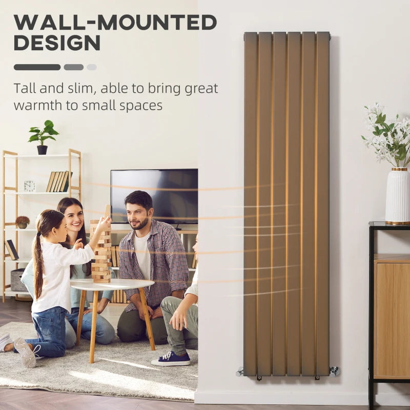 Grey Vertical Designer Radiator - 456 x 1800 mm Double Panel Wall Heater