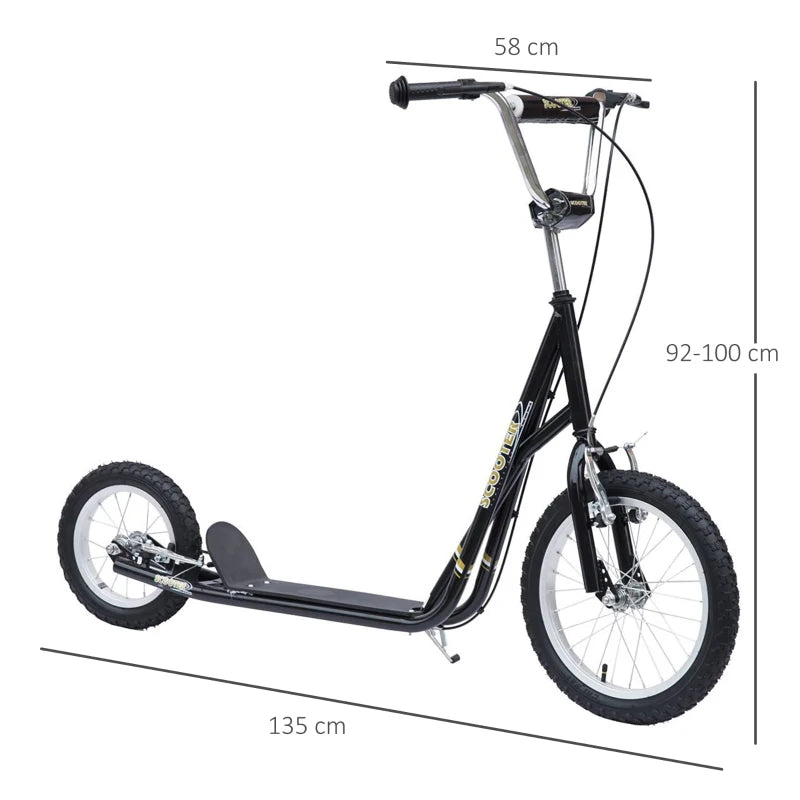 Black Alloy Wheel Stunt Scooter with Pneumatic Tyres