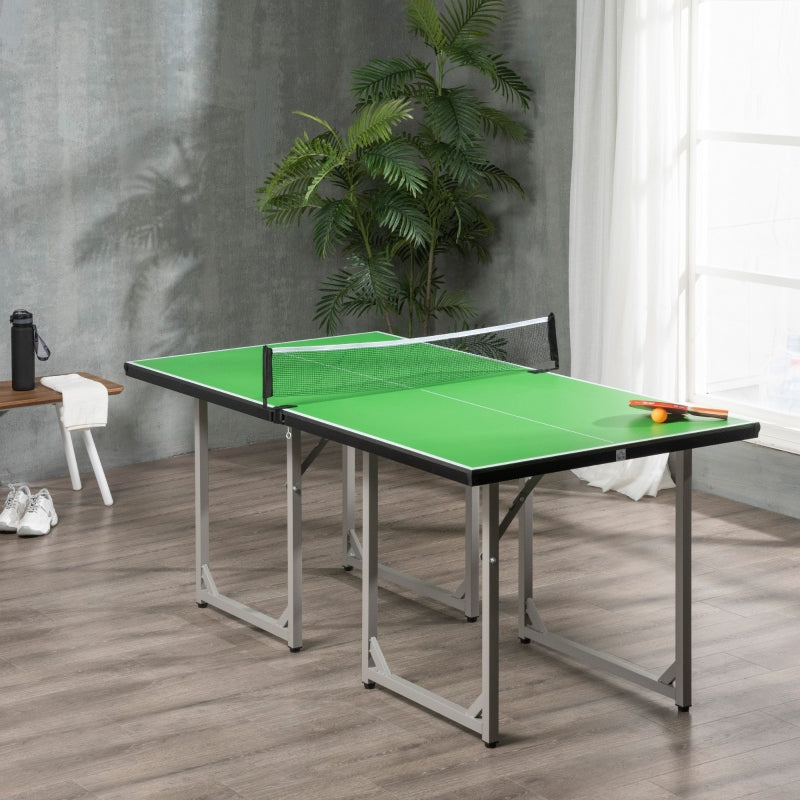 Green 182cm Folding Ping Pong Table with Net - Indoor/Outdoor Multi-Use