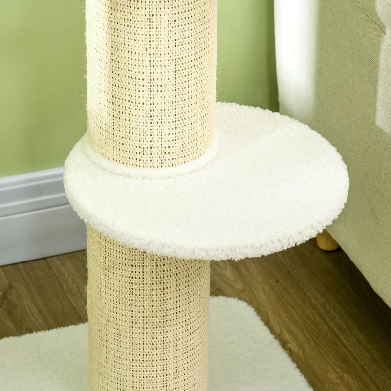 Cat Tree with Basket Cushion - Cream White