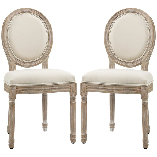 French-Inspired Wooden Dining Chairs - Cream (Set of 2)