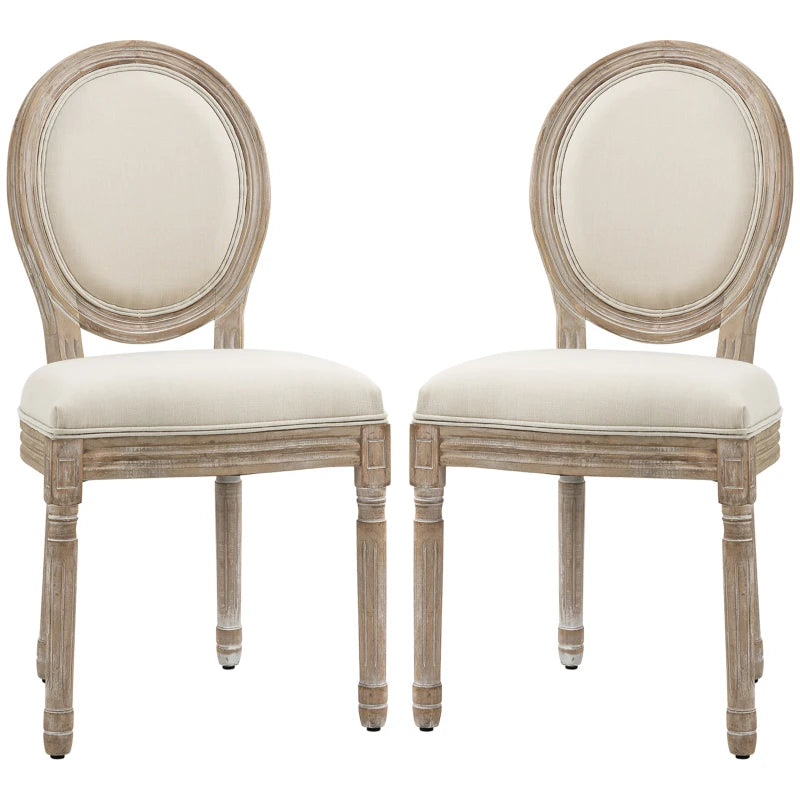 French-Inspired Wooden Dining Chairs - Cream (Set of 2)