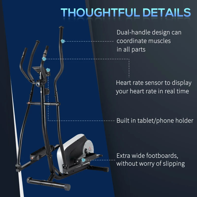 Black Elliptical Cross Trainer with 8 Levels Resistance & LCD Monitor