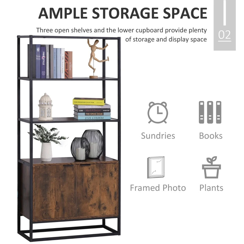 Rustic Industrial Style 3-Shelf Freestanding Storage Cabinet