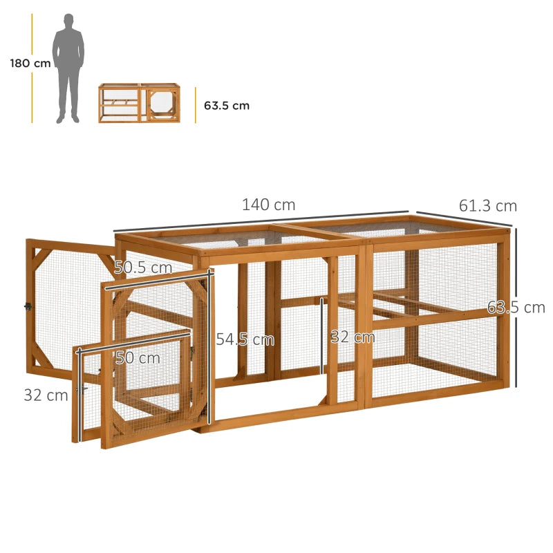 Wooden Chicken Coop with Perches and Doors - Natural Wood