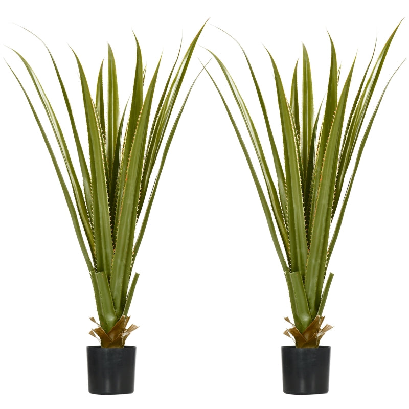 Green Agave Succulent Desk Fake Plants Set of 2, 15x15x90cm