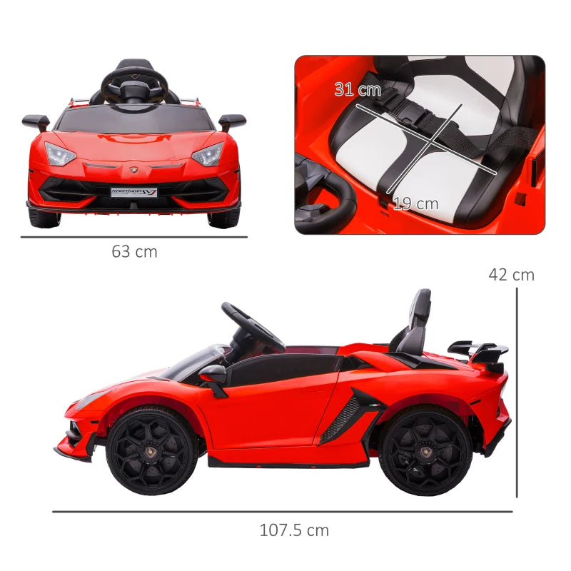 Red Lamborghini Style 12V Kids Electric Car with Butterfly Doors and Remote Control