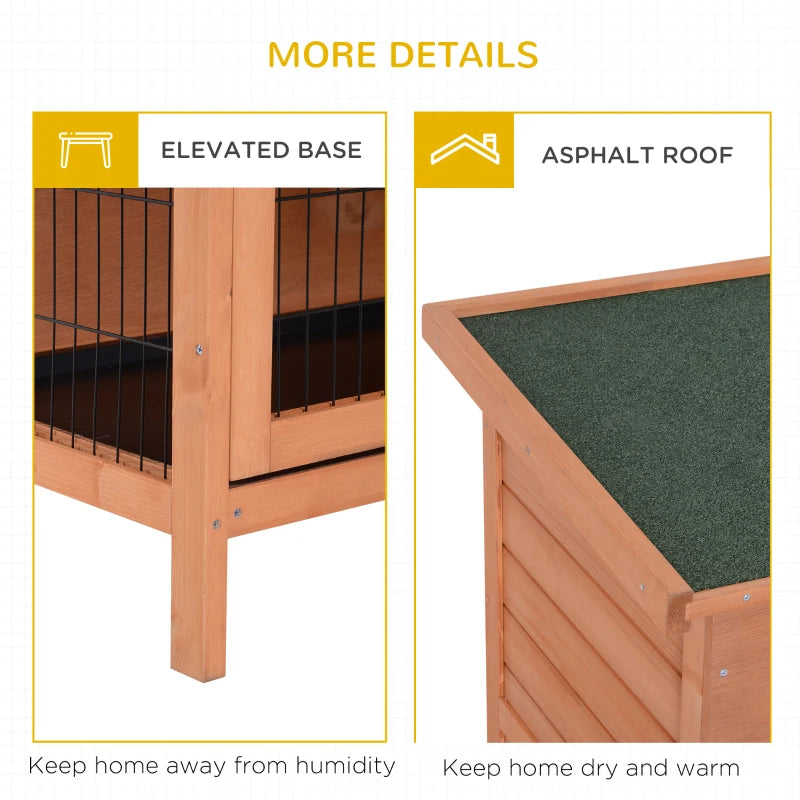 Orange Outdoor Rabbit Hutch with No-Leak Trays, Divider - 136 x 50 x 93cm