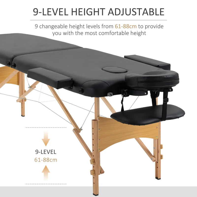 Black Portable Folding Massage Table with Carry Bag