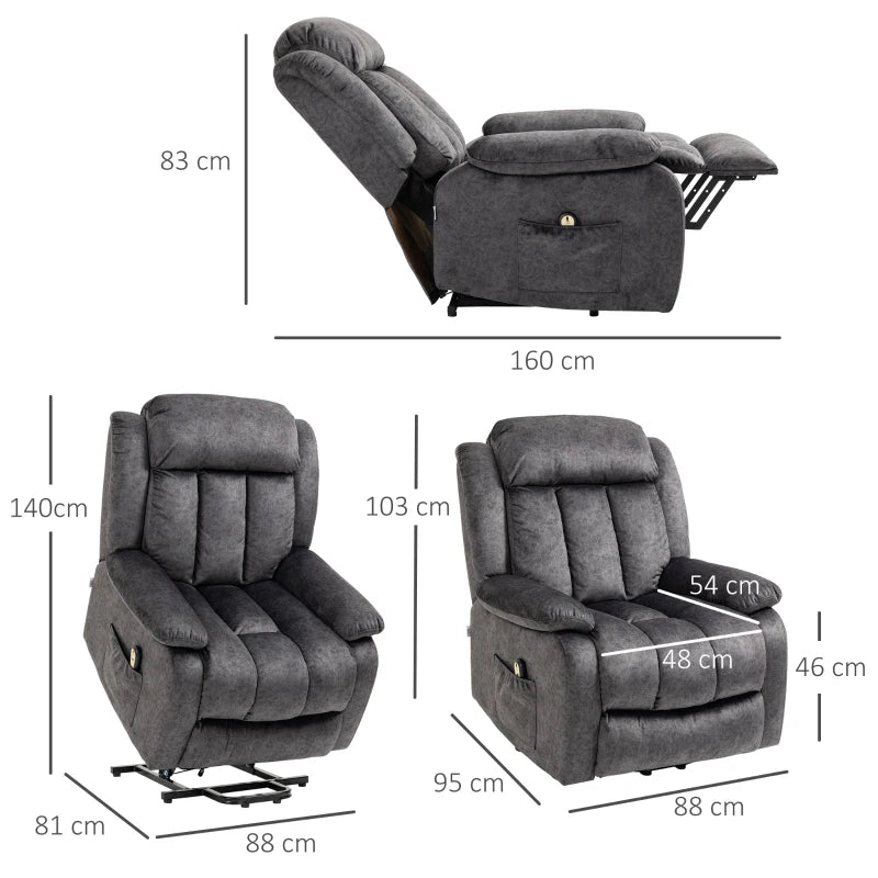 Grey Electric Power Lift Recliner Chair for Elderly with Remote Control