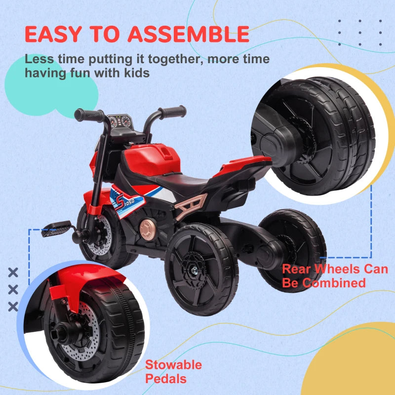 Red 3-in-1 Toddler Trike with Motorcycle Design